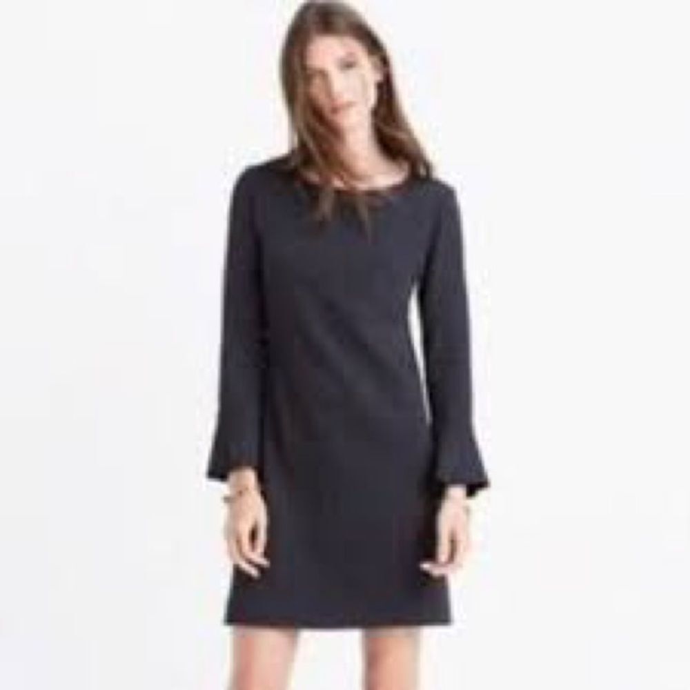 Madewell Charcoal Grey Long Bell Sleeve Mini Shift Dress Size Large